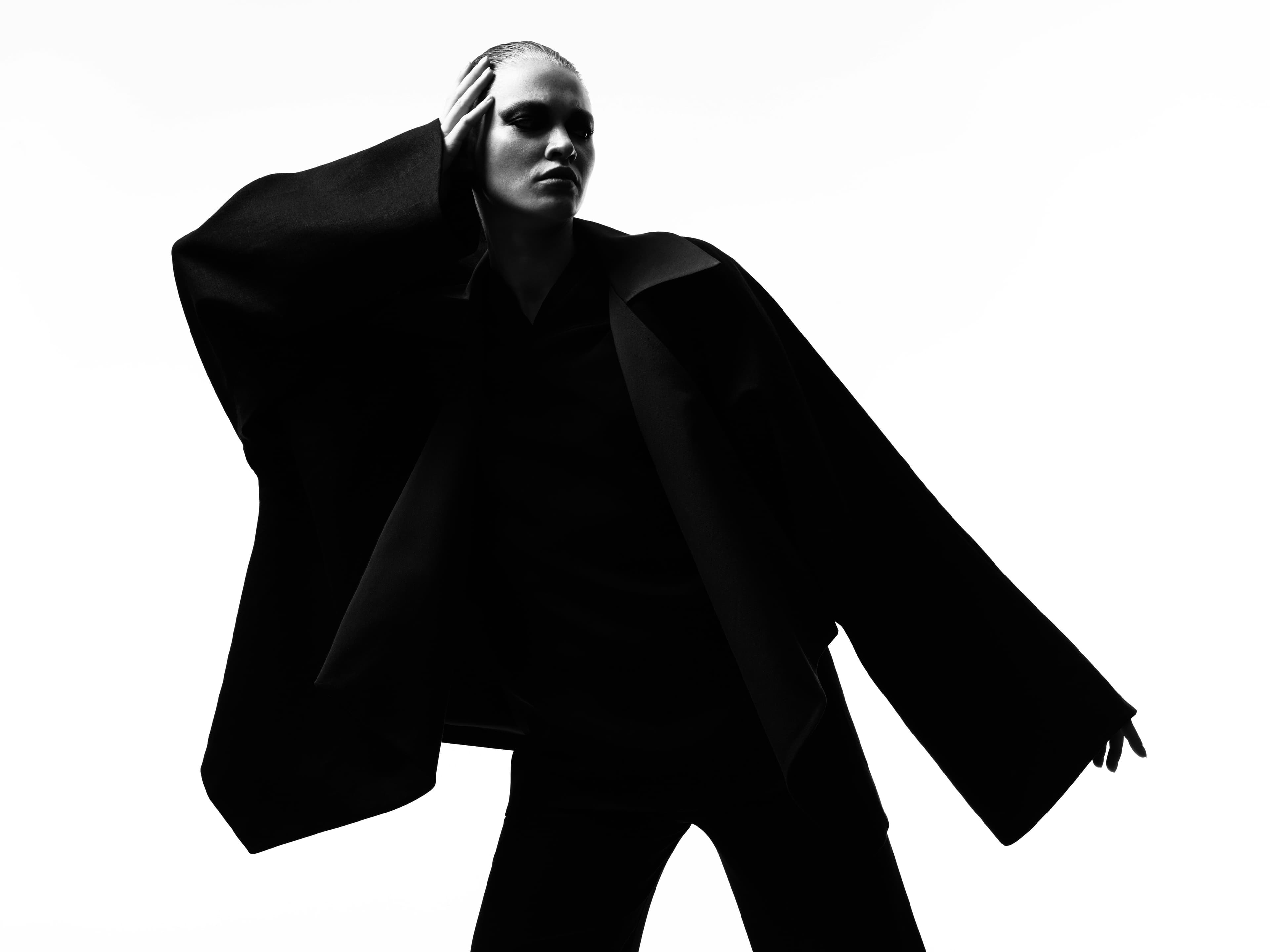 High-contrast fashion silhouette